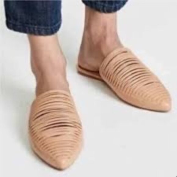 Tory Burch Sienna Pointy Toe Mule In Natural Vachetta Size 6.5 - Picture 2 of 6